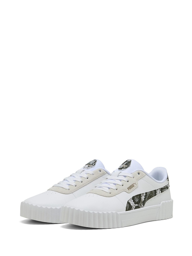 Puma White Womens Carina 3.0 Snake Chic Sneakers - Image 3 of 6