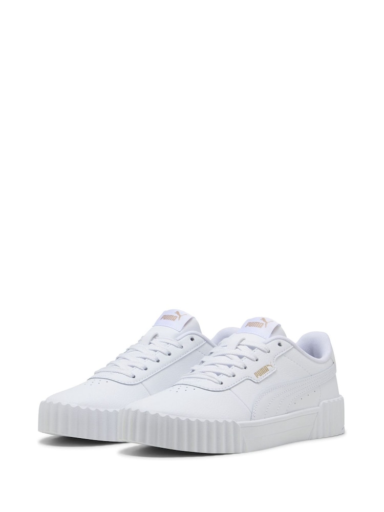 Puma White Womens Carina 3.0 Sneakers - Image 3 of 6