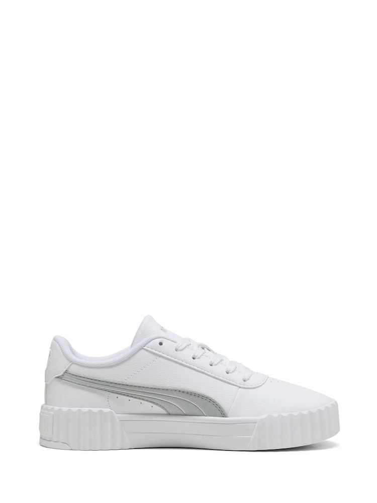 Puma White Womens Carina 3.0 Aqua Metallics Sneakers - Image 1 of 6