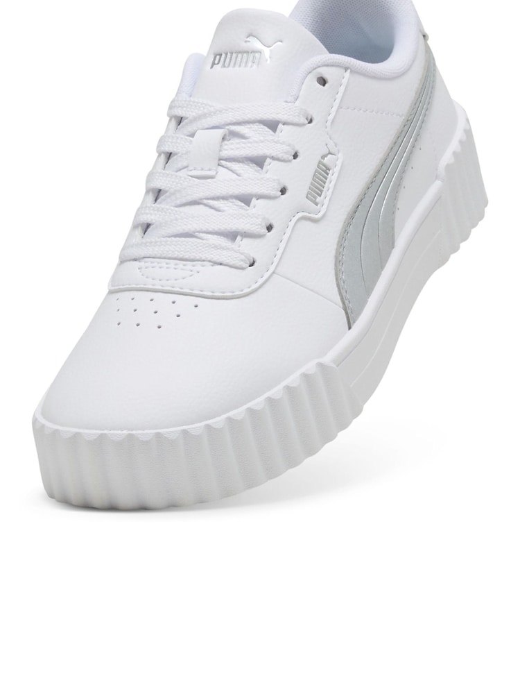 Puma White Womens Carina 3.0 Aqua Metallics Sneakers - Image 6 of 6