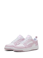 Puma cream white Mens Rebound V6 Low Sneakers Trainers - Image 3 of 6