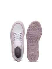 Puma cream white Mens Rebound V6 Low Sneakers Trainers - Image 4 of 6
