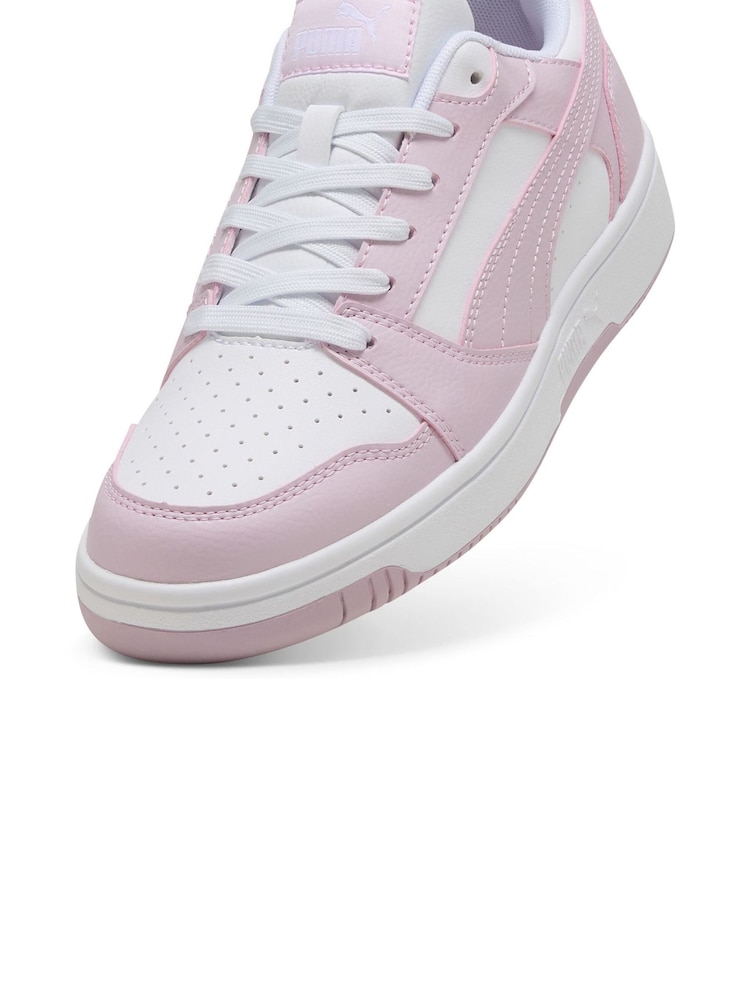 Puma cream white Mens Rebound V6 Low Sneakers Trainers - Image 5 of 6