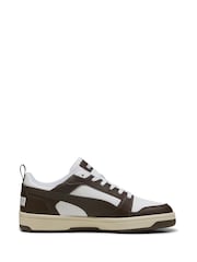 Puma perl whit Mens Rebound V6 Low Sneakers Trainers - Image 1 of 6