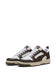 Puma perl whit Mens Rebound V6 Low Sneakers Trainers - Image 3 of 6