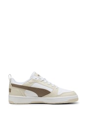 Puma White Ecru Mens Rebound V6 Low Sneakers Trainers - Image 1 of 6