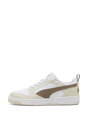Puma White Ecru Mens Rebound V6 Low Sneakers Trainers - Image 2 of 6