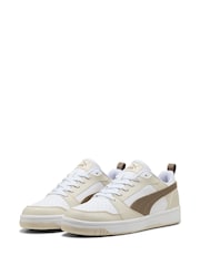 Puma White Ecru Mens Rebound V6 Low Sneakers Trainers - Image 3 of 6