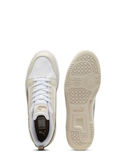 Puma White Ecru Mens Rebound V6 Low Sneakers Trainers - Image 4 of 6