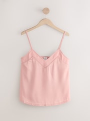 Pink Satin Jacquard Cami Pyjama Top - Image 1 of 3