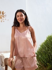 Pink Satin Jacquard Pyjama Shorts - Image 5 of 8