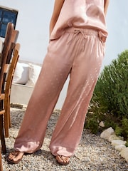 Pink Satin Jacquard Pyjama Bottoms - Image 1 of 5