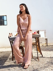 Pink Satin Jacquard Pyjama Bottoms - Image 3 of 5