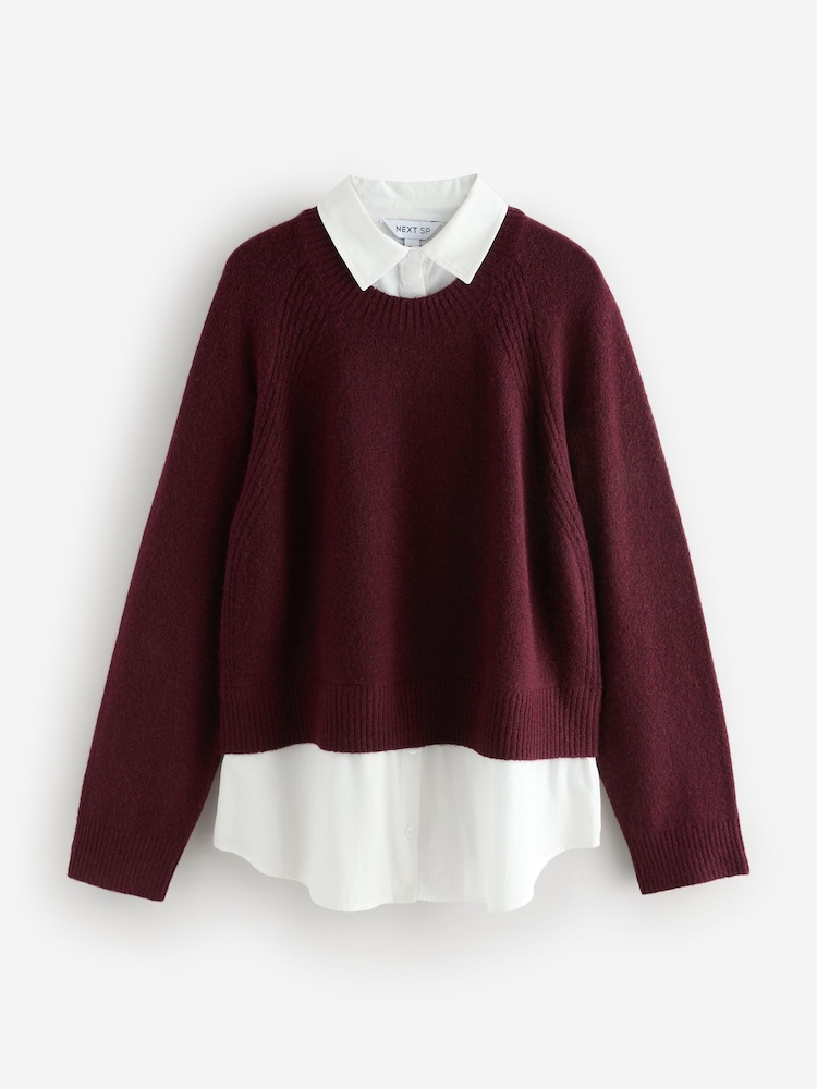 Plum Purple Mock Layer Jumper - Image 1 of 1