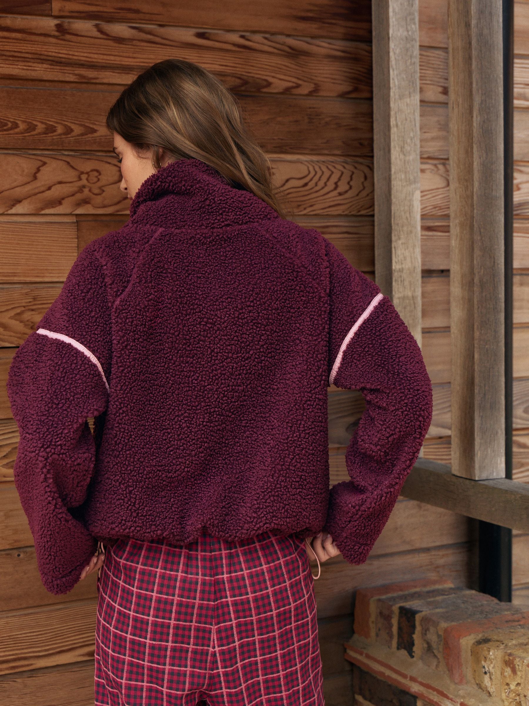 Buy Burgundy Red/Pink Half Zip Borg Fleece from Next USA