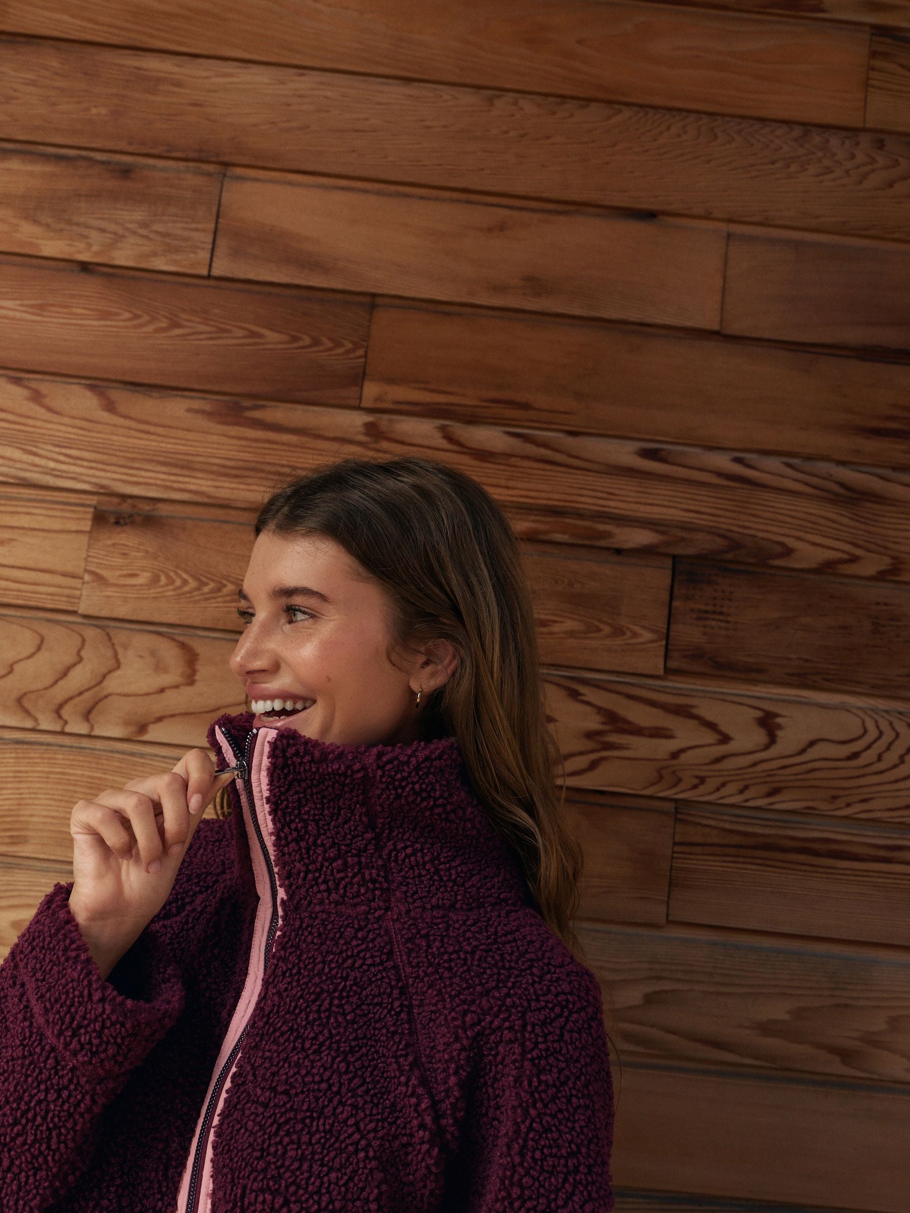 Buy Burgundy Red/Pink Half Zip Borg Fleece from Next USA