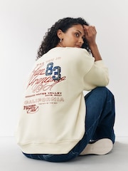 Ecru/Berry Embroidered San Francisco Sports City Graphic Sweatshirt with Check Appliqué - Image 1 of 7