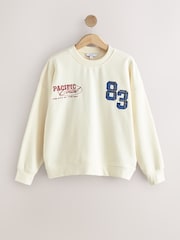 Ecru/Berry Embroidered San Francisco Sports City Graphic Sweatshirt with Check Appliqué - Image 5 of 7