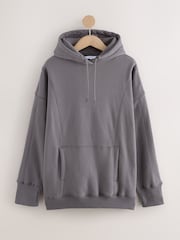 Mauve Purple/Brown Active Longline Overhead Seam Detail Supersoft Hoodie with Pockets - Image 1 of 4