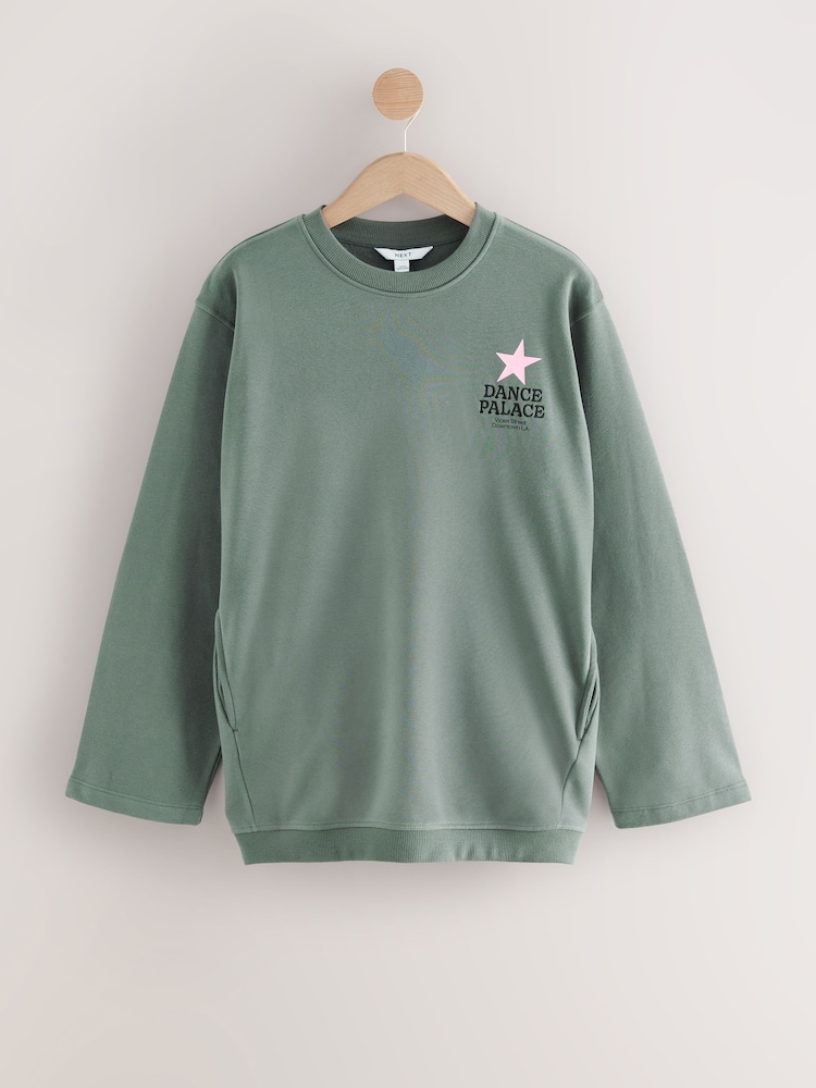 V barvi oglja - Cotton Rich Graphic LA Dance Studios Longsleeve Crewneck Sweatshirt - Slika 1 iz 9