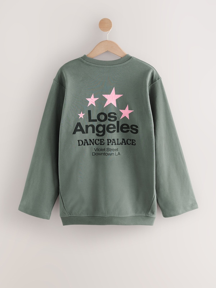 V barvi oglja - Cotton Rich Graphic LA Dance Studios Longsleeve Crewneck Sweatshirt - Slika 2 iz 9
