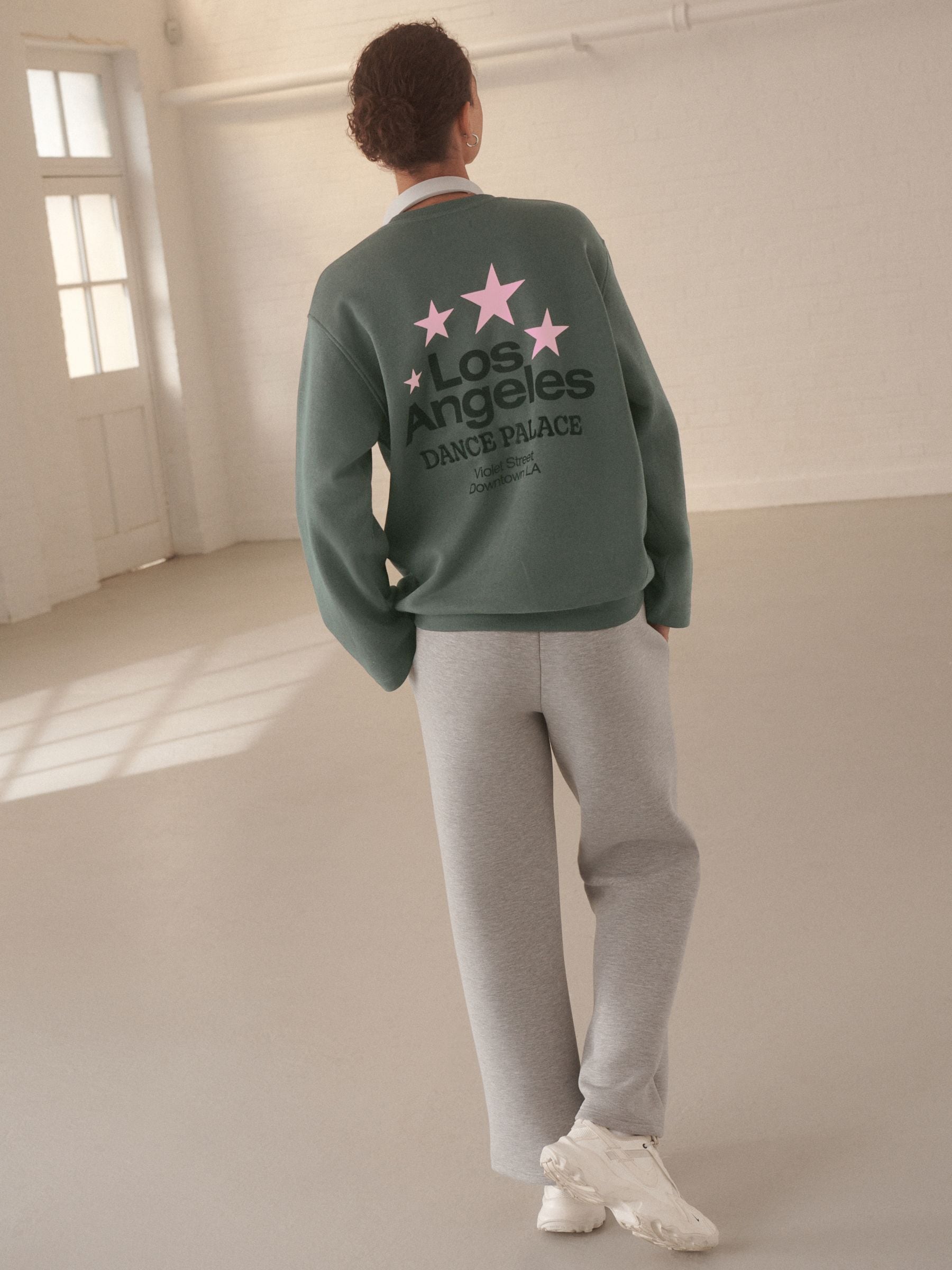 Buy Charcoal Grey Cotton Rich Graphic LA Dance Studios Long Sleeve