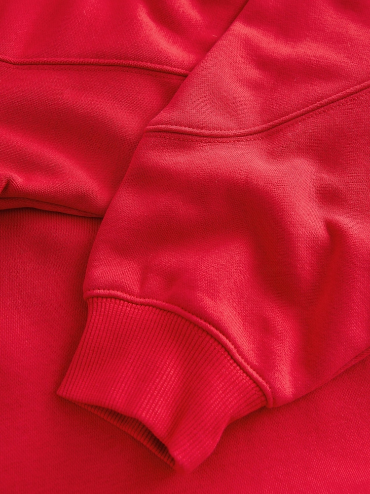 Crimson Red Oversized Relaxed Fit Heavyweight Longline Hoodie Sweatshirt with Seam Detailing - Image 3 of 3
