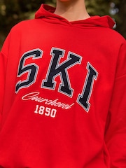 Red Graphic Corded Ski Longsleeve Ribbed Detail Sweatshirt - Image 5 of 8