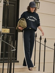 Navy Compact Cosy Graphic Longsleeve Hoodie - Image 3 of 8