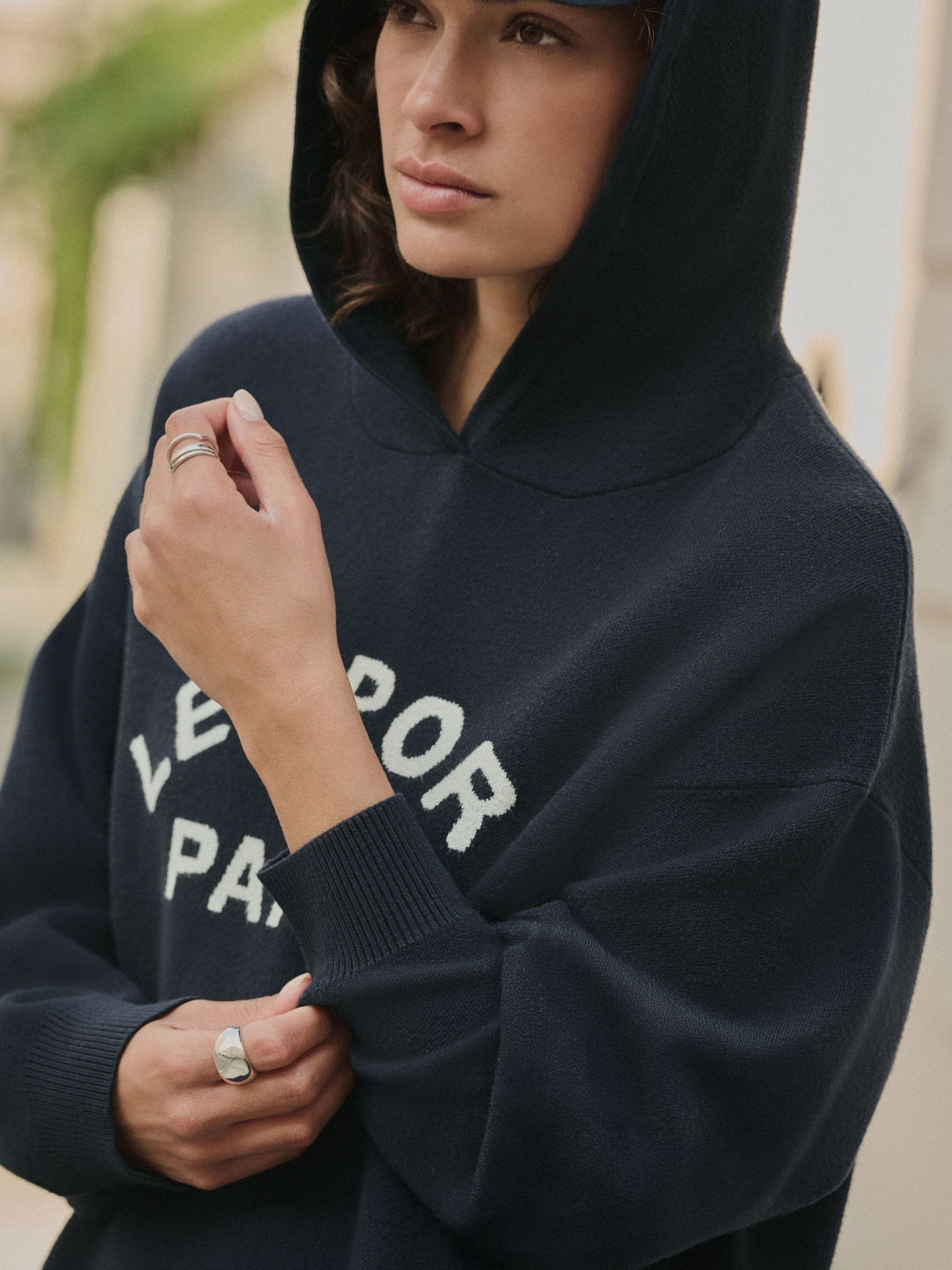 Buy Navy Blue Compact Cosy Graphic Long Sleeve Hoodie from Next USA