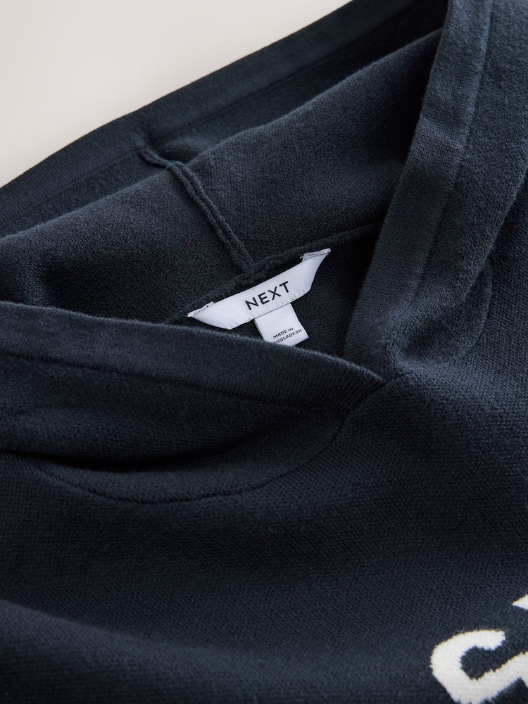 Navy Compact Cosy Graphic Longsleeve Hoodie - Image 8 of 8