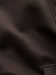 Rich Chocolate Brown Relaxed Fit Heavyweight Cotton Rich Jersey Zip Neck Sweatshirt - Image 4 of 5