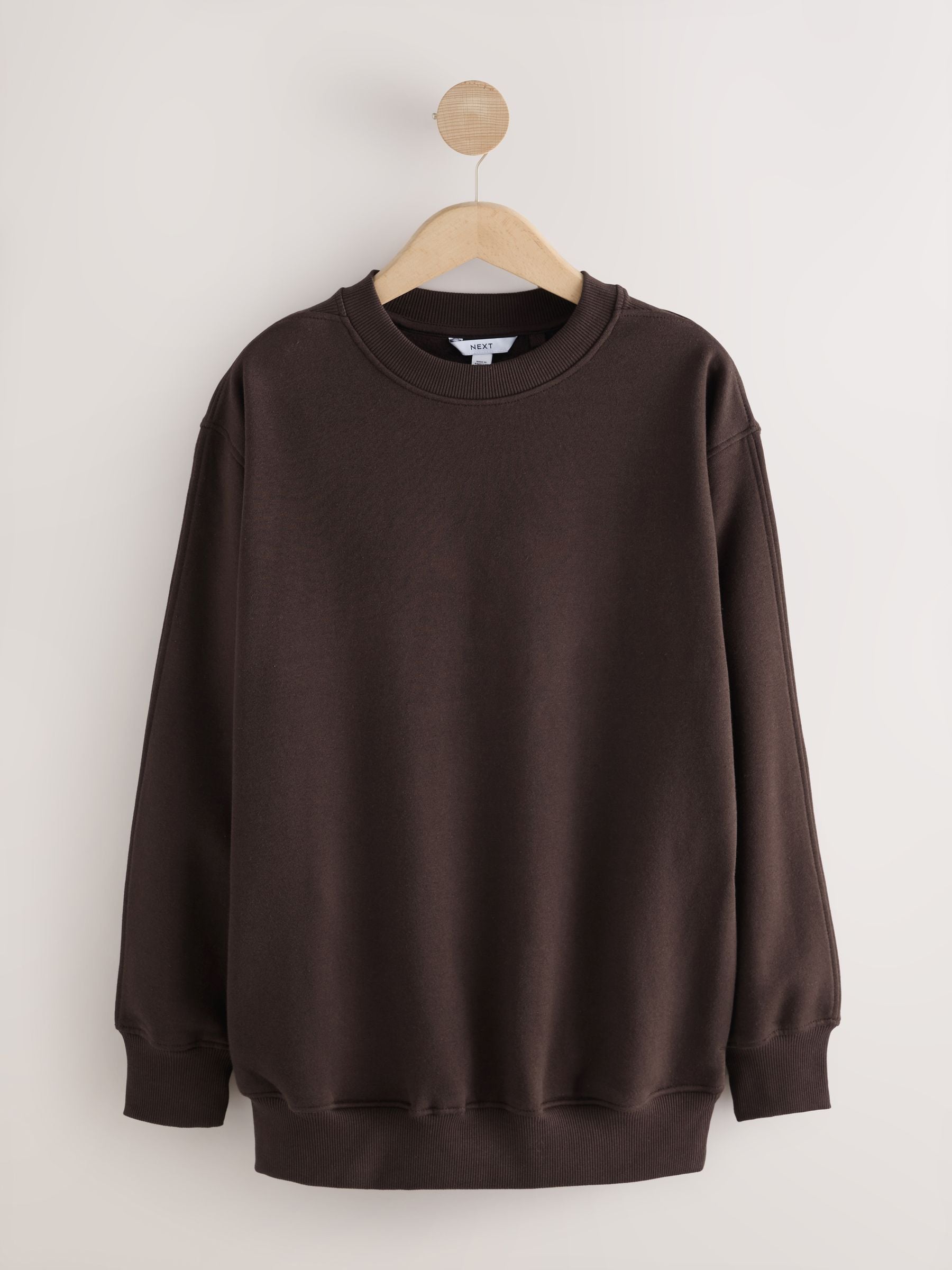 Buy Chocolate Brown Relaxed Fit Essentials Longline Sweatshirt
