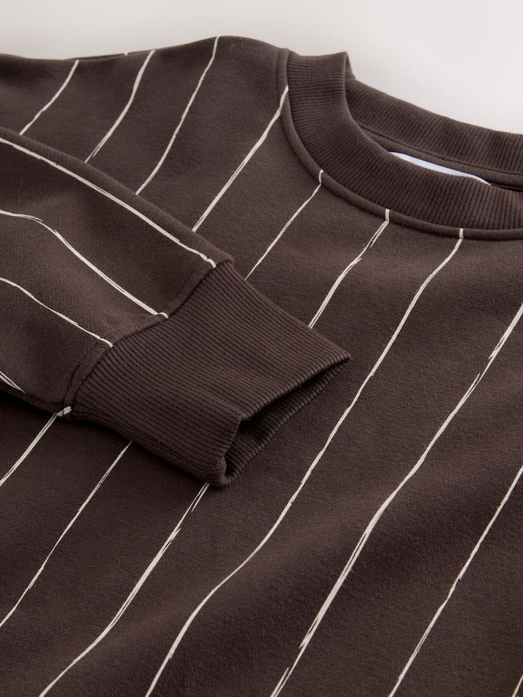 Berry Pink Stripe Supersoft Peached Essentials Crew Neck Seam Detail Sweatshirt - Image 8 of 8 Berry Pink Stripe Supersoft Peached Essentials Crew Neck Seam Detail Sweatshirt - Image 8 of 8