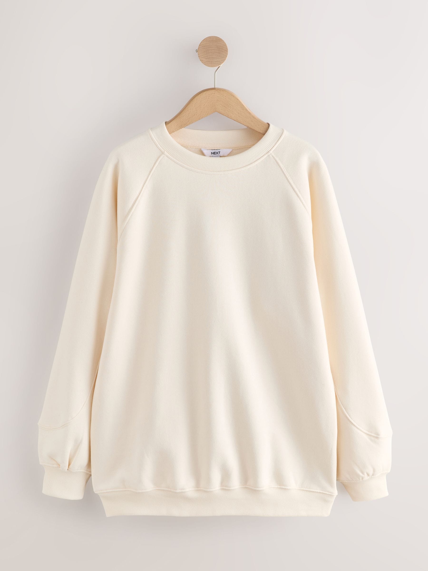 Buy Ecru Off White Relaxed Fit Heavyweight Longline Crew Neck