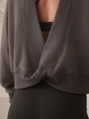 Gris antracita - Premium Slinky Soft Touch Open Back Longsleeve Crewneck Sweatshirt - Imagen 5 de 9