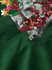 Forest Green Seasonal Graphic Christmas Food Sequin Embroided Longsleeve Crewneck Sweatshirt - Image 7 of 8