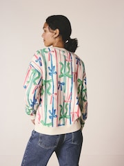 Pink/Blue Seasonal Bows All Over Print Graphic Longsleeve Crewneck Sweatshirt - Image 4 of 8