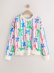 Pink/Blue Seasonal Bows All Over Print Graphic Longsleeve Crewneck Sweatshirt - Image 6 of 8