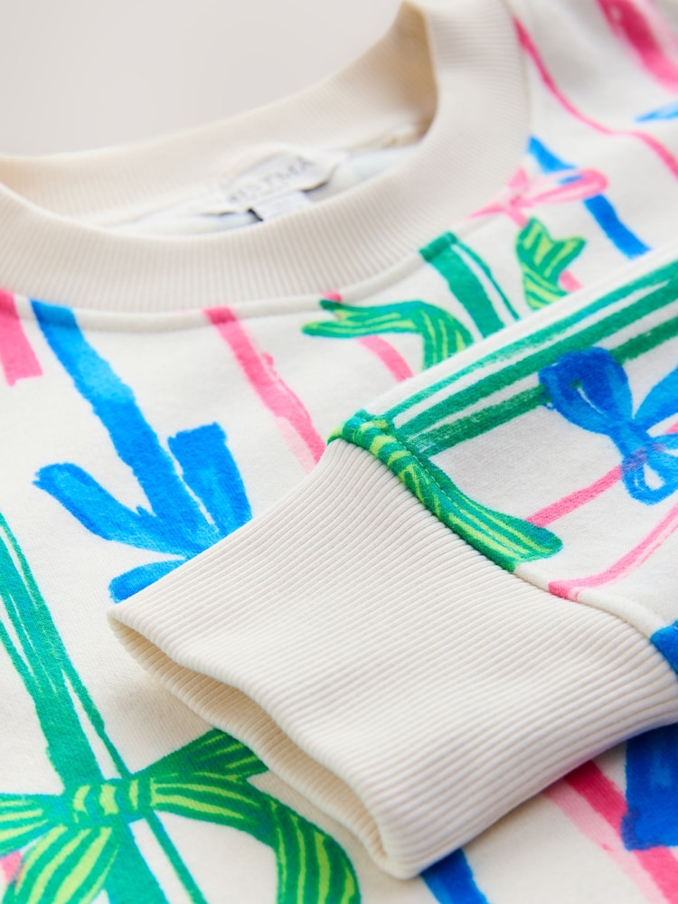 Pink/Blue Seasonal Bows All Over Print Graphic Longsleeve Crewneck Sweatshirt - Image 8 of 8