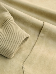 أخضر زيتوني - Soft Suede Drawstring Hoodie - صورة 3 من 3