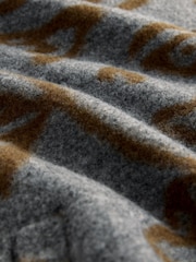 Grey Polyester Woollook Bubble Hem Ribbed Detail Bomber Jacket - Image 6 of 6