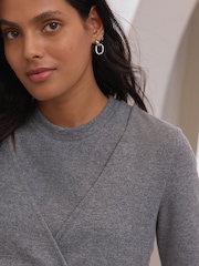 Anthrazitgrau - Cosy Longsleeve Tie Up Cargidan Top - Bild 5 von 5