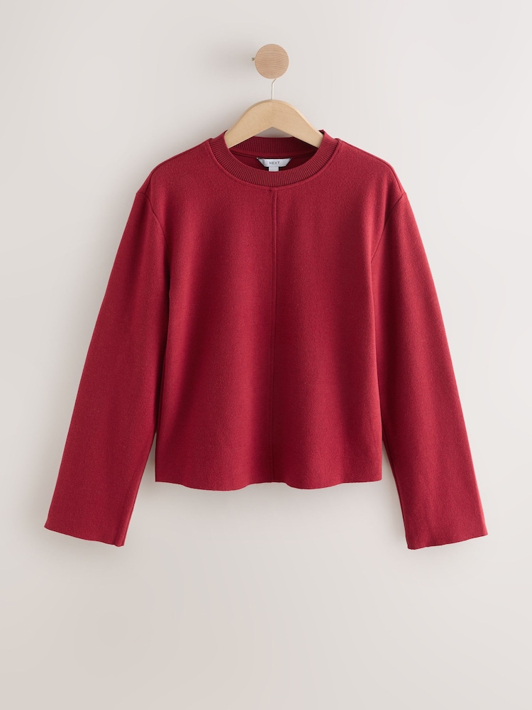 Cherry Red Cosy Soft Touch Rib Crew Neck Jumper - Image 3 of 3