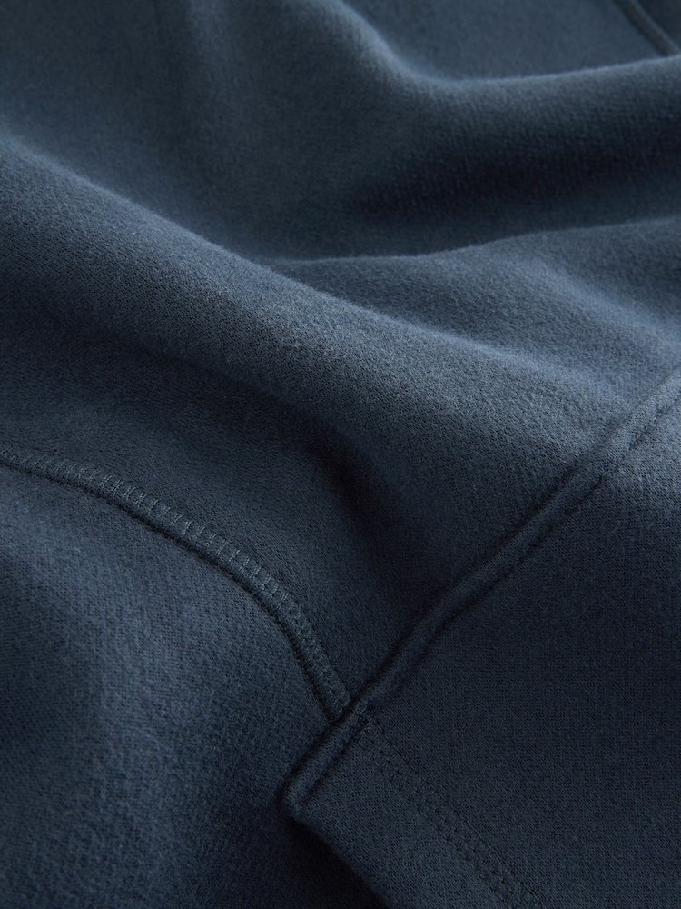 Dark Inky Navy Blue Active Longline Overhead Seam Detail Supersoft Hoodie with Pockets - Image 2 of 3