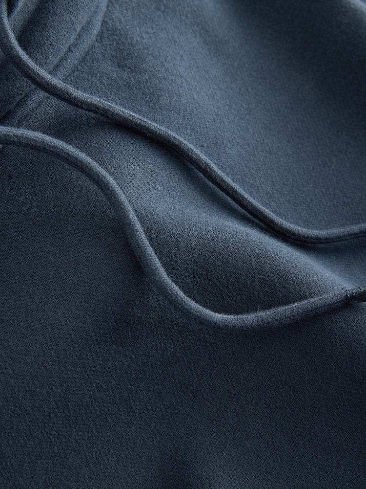 Dark Inky Navy Blue Active Longline Overhead Seam Detail Supersoft Hoodie with Pockets - Image 3 of 3