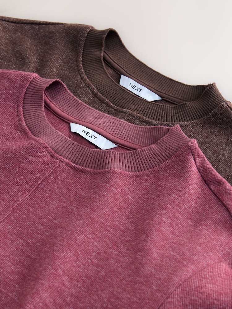 Brown/Pink Cosy Soft Touch Rib Crew Neck Jumpers 2 Pack - Image 9 of 9