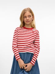 VERO MODA White Girls Long Sleeve Cropped Stripe Jersey T-Shirt - Image 1 of 4