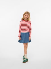 VERO MODA White Girls Long Sleeve Cropped Stripe Jersey T-Shirt - Image 2 of 4