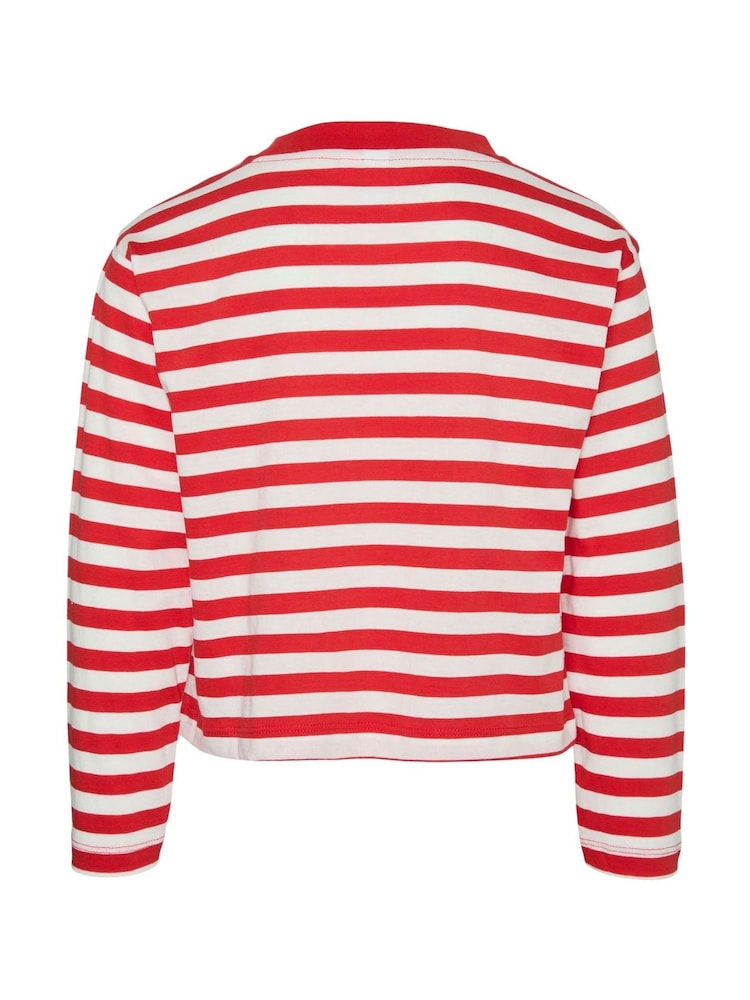 VERO MODA White Girls Long Sleeve Cropped Stripe Jersey T-Shirt - Image 4 of 4